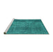 Sideview of Machine Washable Persian Turquoise Traditional Area Rugs, wshtr2469turq