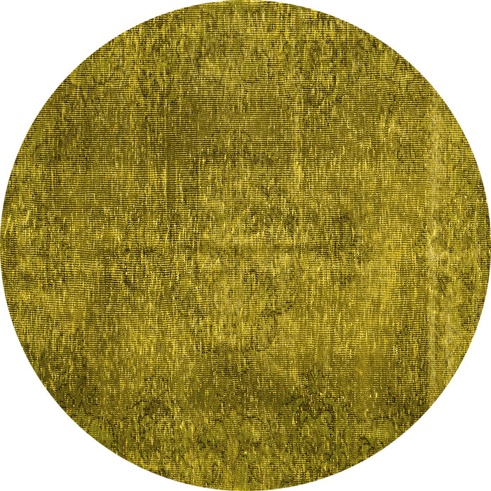 Round Persian Yellow Traditional Rug, tr2469yw