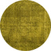 Round Persian Yellow Traditional Rug, tr2469yw