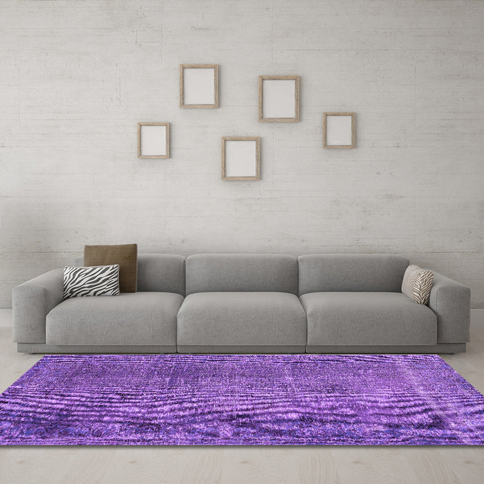 Machine Washable Persian Purple Traditional Area Rugs in a Living Room, wshtr2469pur