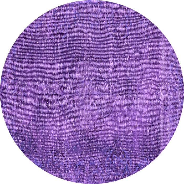 Round Machine Washable Persian Purple Traditional Area Rugs, wshtr2469pur