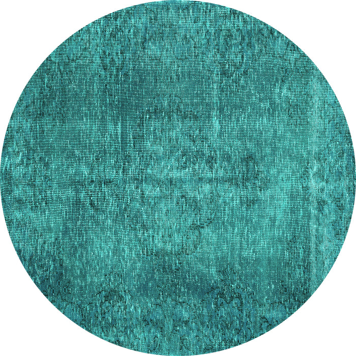 Round Machine Washable Persian Turquoise Traditional Area Rugs, wshtr2469turq