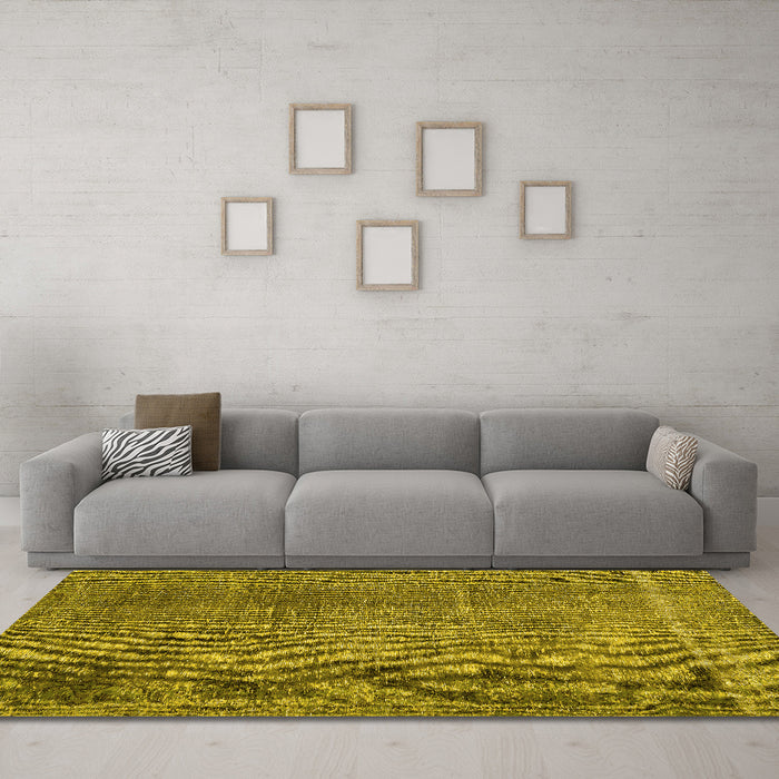 Machine Washable Persian Yellow Traditional Rug in a Living Room, wshtr2469yw