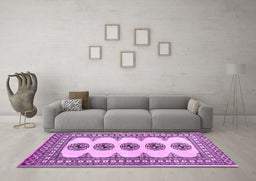 Machine Washable Persian Purple Traditional Area Rugs in a Living Room, wshtr246pur