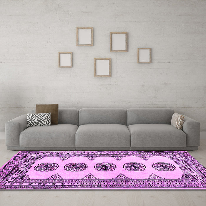 Machine Washable Persian Purple Traditional Area Rugs in a Living Room, wshtr246pur