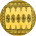 Round Machine Washable Persian Yellow Traditional Rug, wshtr246yw