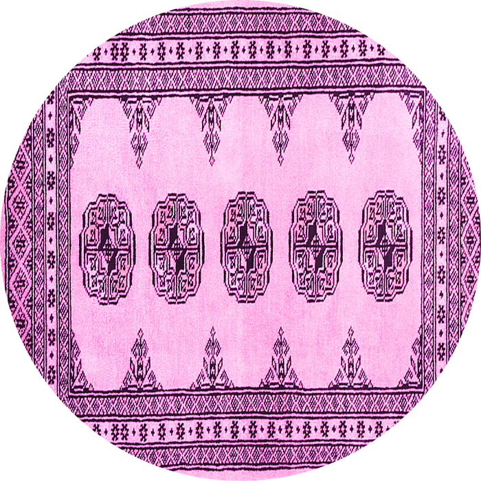 Round Machine Washable Persian Pink Traditional Rug, wshtr246pnk