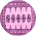 Round Machine Washable Persian Pink Traditional Rug, wshtr246pnk