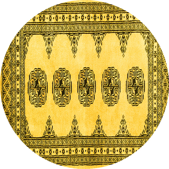 Round Persian Yellow Traditional Rug, tr246yw