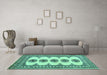 Machine Washable Persian Turquoise Traditional Area Rugs in a Living Room,, wshtr246turq