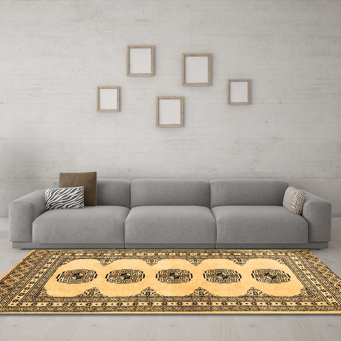 Machine Washable Persian Brown Traditional Rug in a Living Room,, wshtr246brn