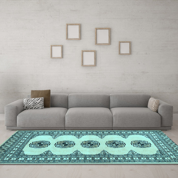 Machine Washable Persian Light Blue Traditional Rug in a Living Room, wshtr246lblu