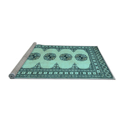 Sideview of Machine Washable Persian Light Blue Traditional Rug, wshtr246lblu