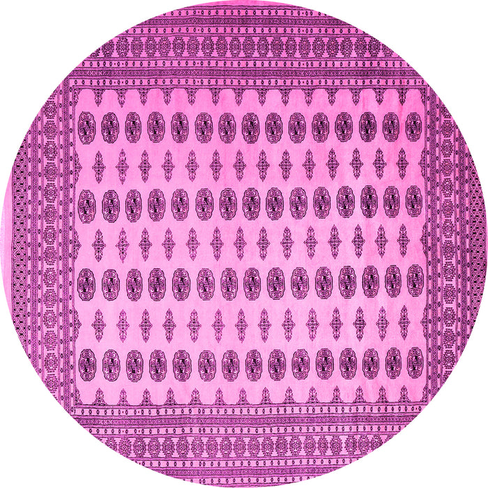 Round Machine Washable Persian Pink Traditional Rug, wshtr2470pnk