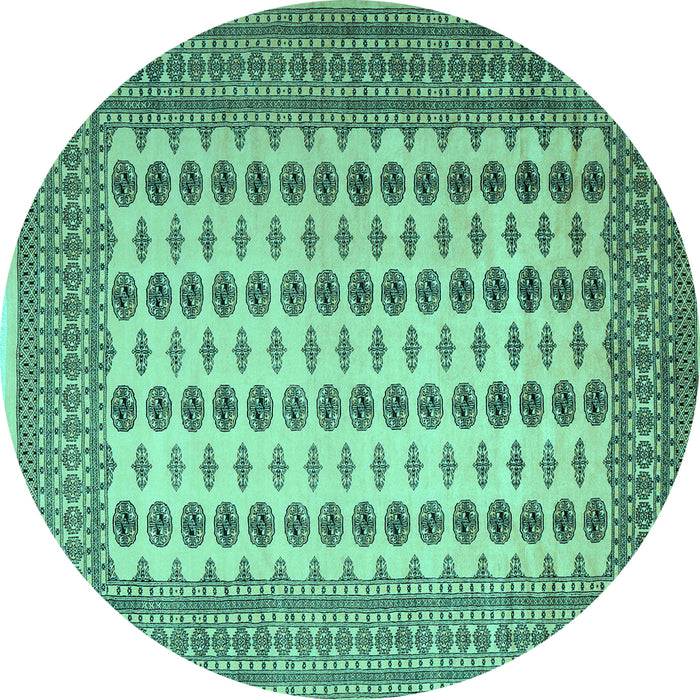 Round Machine Washable Persian Turquoise Traditional Area Rugs, wshtr2470turq