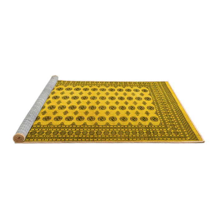 Sideview of Machine Washable Persian Yellow Traditional Rug, wshtr2470yw