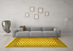 Machine Washable Persian Yellow Traditional Rug in a Living Room, wshtr2470yw