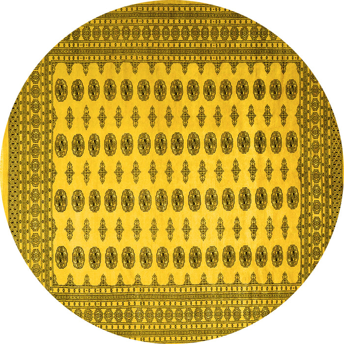 Round Persian Yellow Traditional Rug, tr2470yw