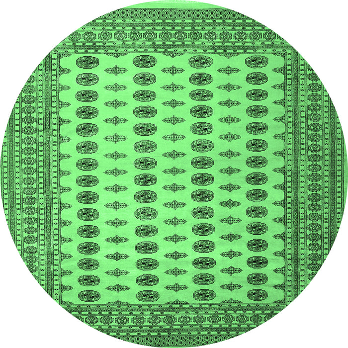 Round Machine Washable Persian Emerald Green Traditional Area Rugs, wshtr2470emgrn