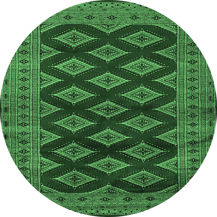 Round Persian Emerald Green Traditional Rug, tr2471emgrn