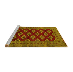 Sideview of Machine Washable Persian Yellow Traditional Rug, wshtr2471yw