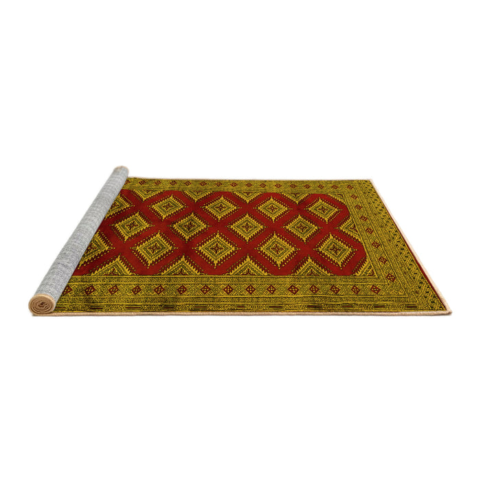 Sideview of Machine Washable Persian Yellow Traditional Rug, wshtr2471yw