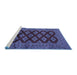 Sideview of Machine Washable Persian Blue Traditional Rug, wshtr2471blu