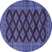 Round Machine Washable Persian Blue Traditional Rug, wshtr2471blu