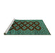 Sideview of Machine Washable Persian Turquoise Traditional Area Rugs, wshtr2471turq