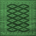 Square Machine Washable Persian Emerald Green Traditional Area Rugs, wshtr2471emgrn