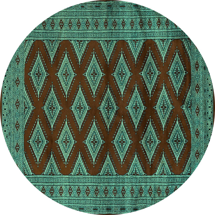 Round Machine Washable Persian Turquoise Traditional Area Rugs, wshtr2471turq