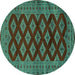 Round Machine Washable Persian Turquoise Traditional Area Rugs, wshtr2471turq