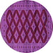 Round Machine Washable Persian Purple Traditional Area Rugs, wshtr2471pur