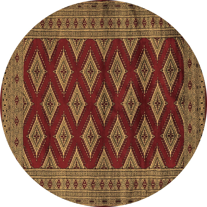 Round Persian Brown Traditional Rug, tr2471brn