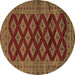Round Persian Brown Traditional Rug, tr2471brn