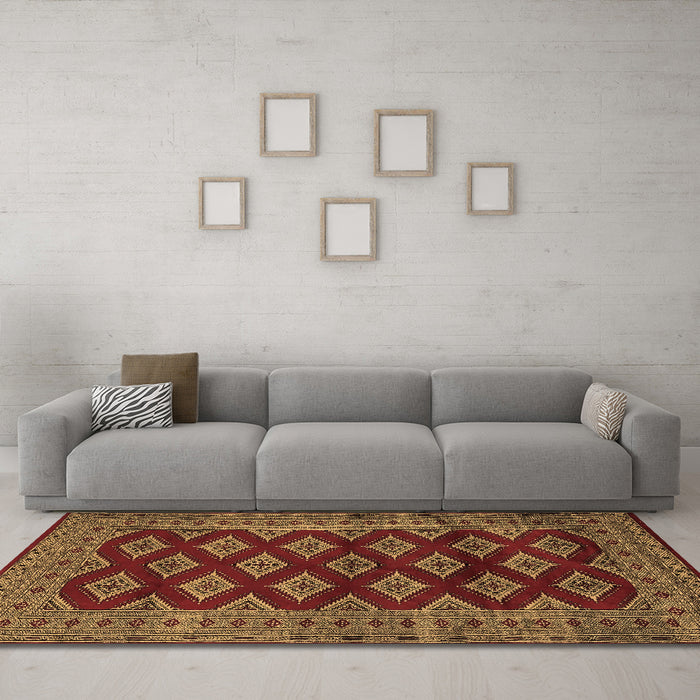 Machine Washable Persian Brown Traditional Rug in a Living Room,, wshtr2471brn