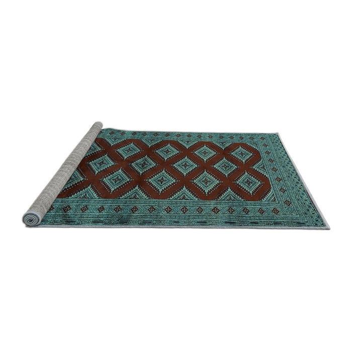 Sideview of Machine Washable Persian Light Blue Traditional Rug, wshtr2471lblu