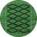 Round Machine Washable Persian Emerald Green Traditional Area Rugs, wshtr2471emgrn