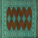 Square Machine Washable Persian Turquoise Traditional Area Rugs, wshtr2472turq