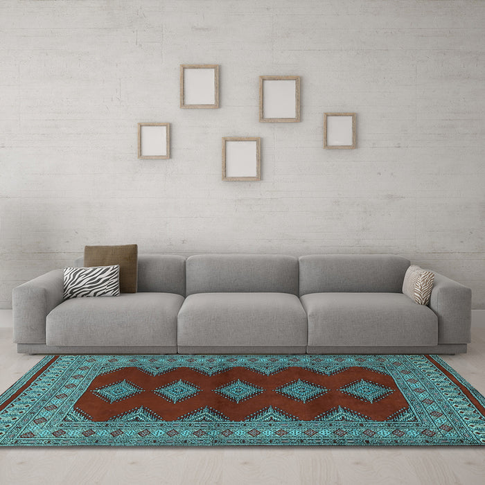 Machine Washable Persian Light Blue Traditional Rug in a Living Room, wshtr2472lblu