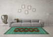 Machine Washable Persian Turquoise Traditional Area Rugs in a Living Room,, wshtr2472turq