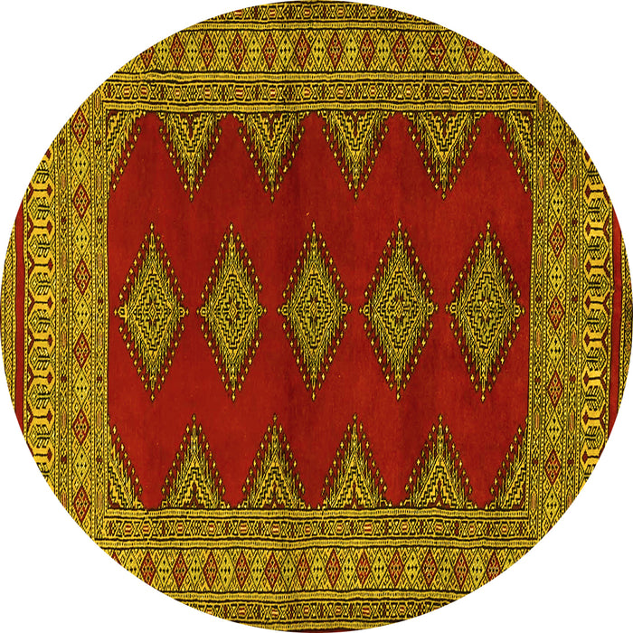 Round Persian Yellow Traditional Rug, tr2472yw