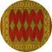 Round Persian Yellow Traditional Rug, tr2472yw