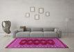 Machine Washable Persian Pink Traditional Rug in a Living Room, wshtr2472pnk