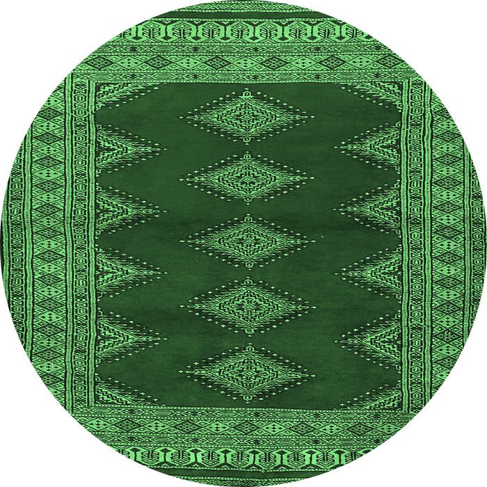 Round Persian Emerald Green Traditional Rug, tr2472emgrn