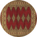 Round Machine Washable Persian Brown Traditional Rug, wshtr2472brn