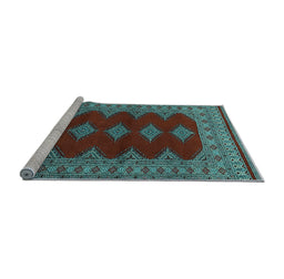 Sideview of Machine Washable Persian Light Blue Traditional Rug, wshtr2472lblu