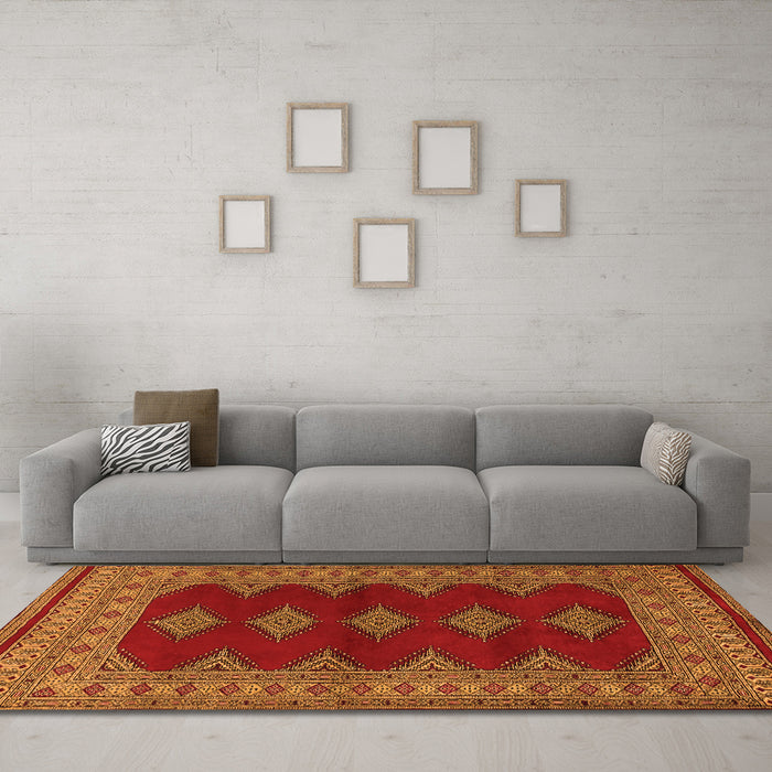 Machine Washable Persian Orange Traditional Area Rugs in a Living Room, wshtr2472org