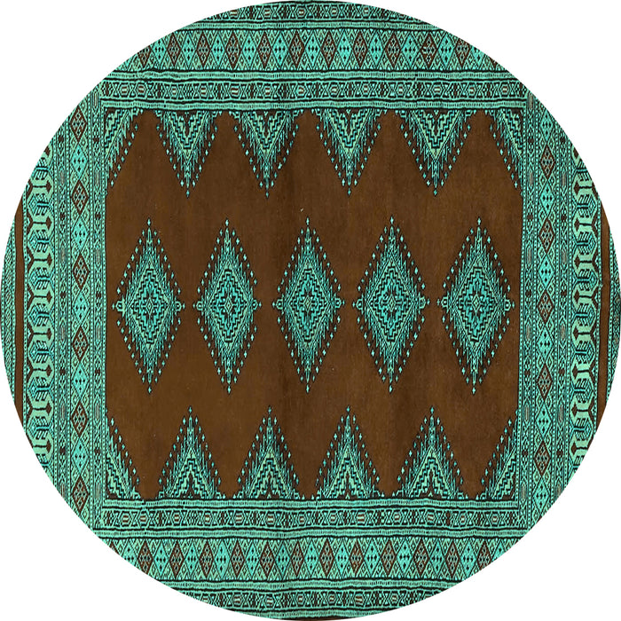 Round Persian Turquoise Traditional Rug, tr2472turq