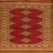 Round Machine Washable Persian Orange Traditional Area Rugs, wshtr2472org